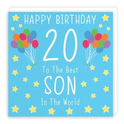 Image of Hunts England Large Son 20th Birthday Card Happy 20 To The Best In World Iconic Collection 210 x mm Age