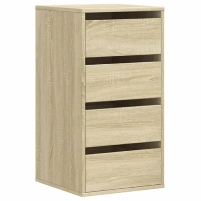 Image of vidaXL Corner Chest of Drawers Sonoma Oak, Engineered Wood, 4 Drawers, 40 x 41 76 cm Living Room/Bedroom Storage Cabinet