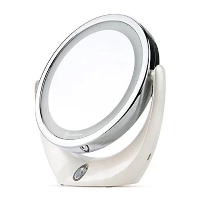 Image of BROADCARE Lighted Makeup Vanity Mirror, Double Sided Cosmetic Table Mirror with LED Lights and 1x / 5X Magnification