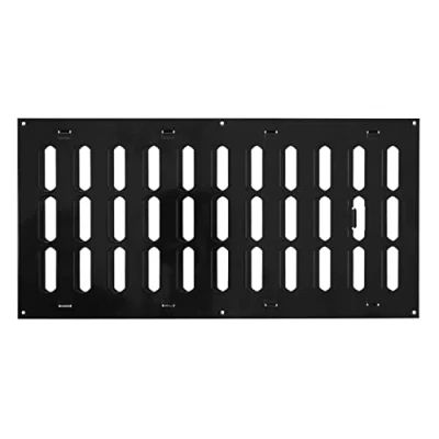 Image of Prostko Black Metal Air Vent Grille / 400mm x 200mm with Adjustable Shutter/Modern Rectangular Flat Louvre Duct Cover