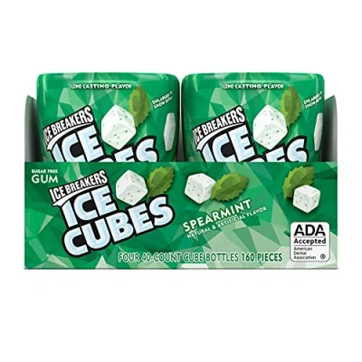Image of Ice BREAKERS Cubes Sugar Free Xylitol Gum, Spearmint, 40 Piece (Pack of 4)