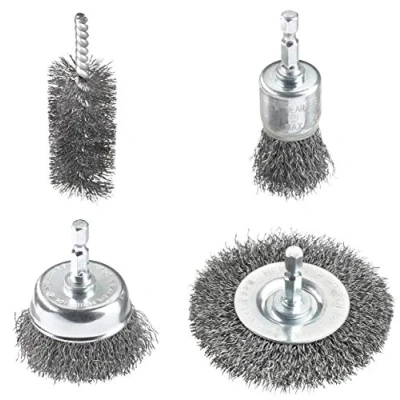 Image of Kwb Wire Brush Set for Drills with E 6.3 Holder Made of Steel Wire, Attachments Cordless Screwdrivers Metal E.g. as Rust Remover or Paint Remover, (Steel Universal)