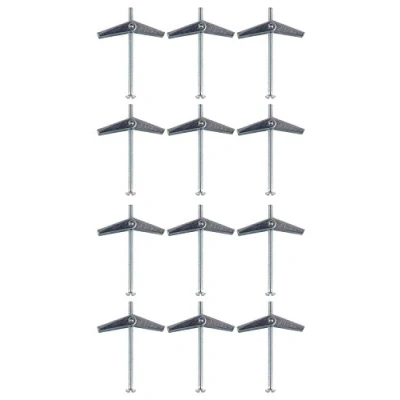 Image of fiXte® Wing Spring Toggle with Machine Screw for Plasterboard Hollow Walls &amp; Doors Pack of 12 (M3 x 50mm)