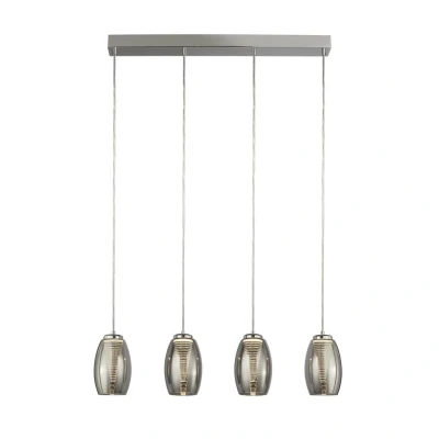 Image of Cyclone 4 Light Bar Pendant, Smoked Glass 3000K