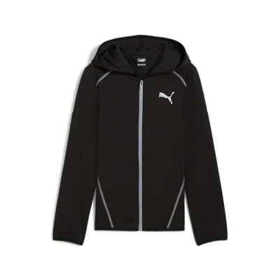 Image of Puma Active Sports Hoodie FULL ZIP Unisex Zipup sweatshirt for kids, Size: 7 8y, Black