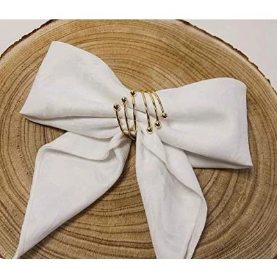 Image of Decor Essentials Spiral Metal Napkin Rings Xmas Dinner Wedding Pack of 6 Christmas Deco (Gold)