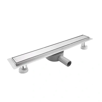 Image of SaniteModar 50 cm Linear Shower Drain, 2 in 1 Tile Insert Panel Drain with 360Siphon, Brushed 304 Stainless Steel Leveling Feet