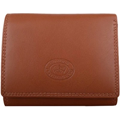 Image of Womens Handy Soft Leather Tri Fold Money/Coin/Credit Card Holder/Purse/Wallet Tan