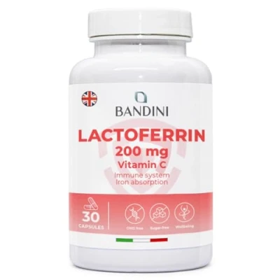 Image of Bandini® Lactoferrin &amp; Vitamin C 200mg + 60mg VIT per Daily dose (1 Cap) Improves Iron Absorption Immune System Function A Component in Colostrum 30 Capsules Vegan, Non GMO