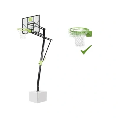 Image of EXIT Toys Galaxy Basketball Backboard For Installing on Ground With Dunk Hoop Includes Hoop, Net and Stand Basket Adjustable to 5 Heights Kids Adults Green/Black