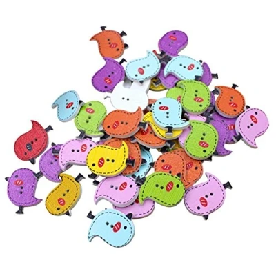 Image of NAMVO 100pcs Multicolored Cartoon Animal 2 Holes Wood Sewing Buttons Chicken