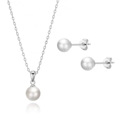 Image of Philip Jones Sterling Silver White Shell Pearl Set
