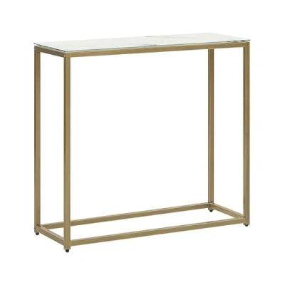 Image of Rectangular Console Table Marble Effect White Top Gold Metal Legs Glam 80 x 30 cm Delano