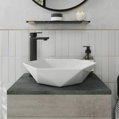 Image of Affine Countertop Basin Gloss White 480 x 420mm