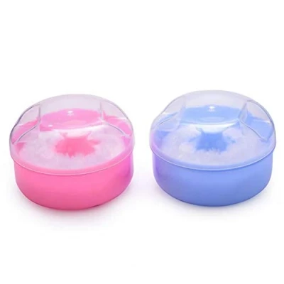 Image of Lankater 1pc Fluffy Body Powder Case Talcum Puff Container Box for Baby Infant Newborn (Random color)
