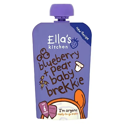 Image of ELLA&#039;S KITCHEN (VEGETARIAN) Blueberry &amp; Pear Baby Brekkie x 6 (Pack of 6)