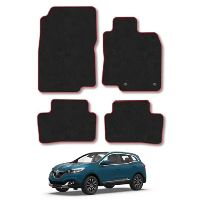 Image of Car Mats Compatible with Renault Kadjar (2015 ) Tailored Fit Red Carpet Floor Set Accessory Custom 4 Pieces Anti Slip Backing &amp; Binding Trim Edge
