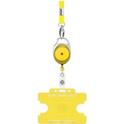 Image of ID Card It Holder Double Sided, Neck Strap Lanyard with Metal Clip &amp; Premier YoYo Extendable Badge Reel (Yellow)