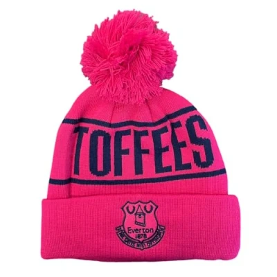 Image of Everton Official Toffee&#039;s Tonal Pink Bobble Hat, Junior Size