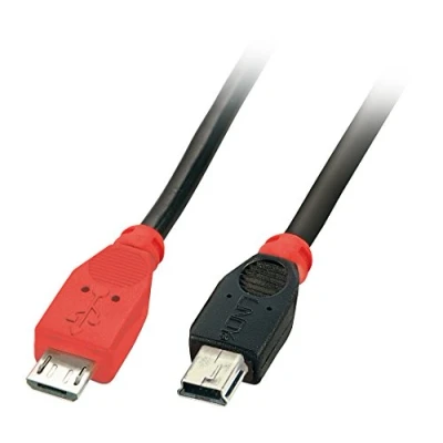 Image of LINDY 31717 0.5m USB OTG Cable Black, Type Micro B to Mini