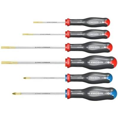 Image of FACOM ATD.J6 Set of 6 PROTWIST® Screwdrivers for POZIDRIV® Phillips Screws Round Blades