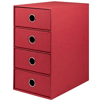 Image of Rossler Soho 4 Drawer Filing Storage Box Red