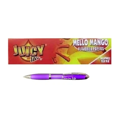 Image of JUICY JAYS King Size Slim Rolling Paper Mello Mango Flavored Full Box of 24
