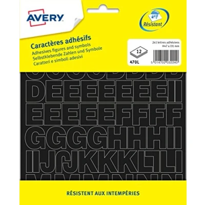 Image of AVERY Pack of 261 Black Stickers (+ Symbols), Size 47 mm