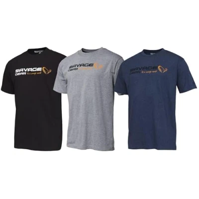 Image of Savage Gear Signature Logo t shirt Grey Melange Size M Fishing