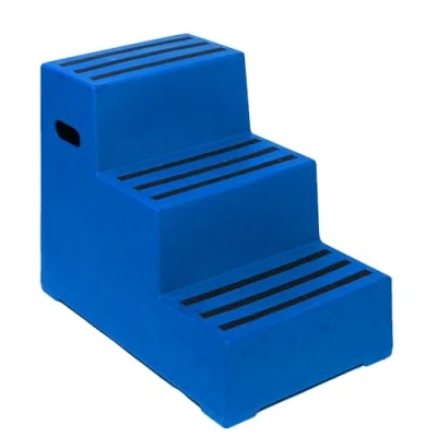 Image of 3 Tread Heavy Duty Blue Plastic Moulded Safety Block Steps