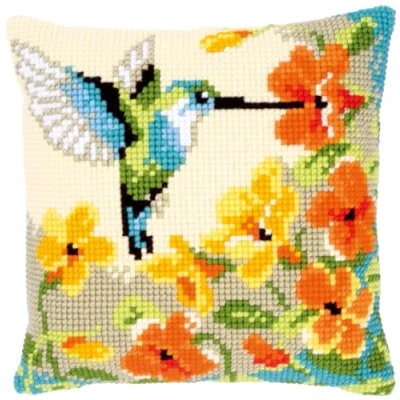 Image of Vervaco Hummingbird Cross Stitch Cushion, Multi Colour