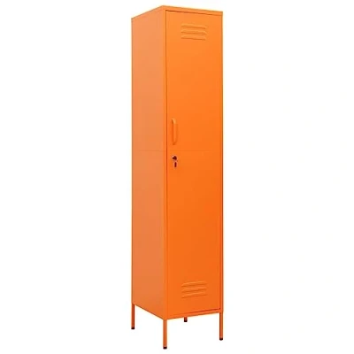 Image of vidaXL Steel Locker Cabinet with 4 Adjustable Shelves and lock, Orange, Office or Room Storage, Easy to Clean, Modern Design, 35x46x180 cm