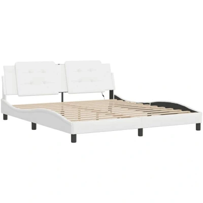 Image of vidaXL Bed Frame with LED without Mattress &quot;Zadar&quot; White 180x200 cm Super King