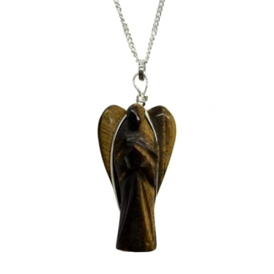 Image of VIE Naturals Crystal Angel Pendant, 3 4cm, Tiger Eye