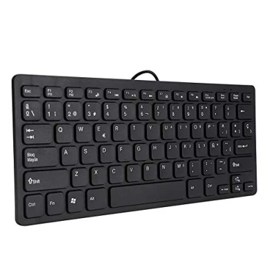 Image of Hopcd USB Mini Keyboard, Ultra thin 78 Keys Wired Portable Spanish Keyboard for Desktop Computer/Laptop, Plug and Play, Computer