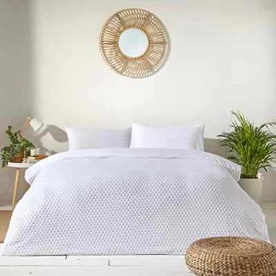 Image of The Linen Yard Polka Tuft Duvet Set, White, Single