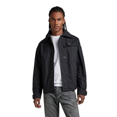 Image of G STAR RAW Men&#039;s High Collar Overshirt, Black (caviar D21981 9288 D301), XL