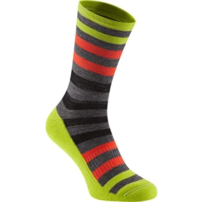 Image of Madison Isoler Merino 3 Season Cycling Socks Yellow, Medium/Cool Breathable Footwear Unisex Bike Riding Cycle Wear Feet Foot Clothing Trail Stripe Mountain Road Bicycle Biking Ride All Weather