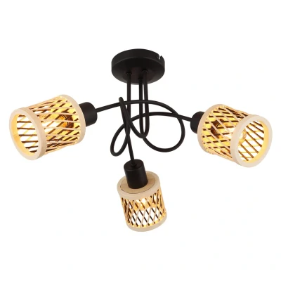 Image of Mali Multi Arm Semi Flush Ceiling Lamp Matt Black 3x E14