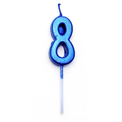 Image of SHATCHI Blue 8 Number Candle Boys Birthday Wedding Anniversary New Year Party Cake Decorations Topper