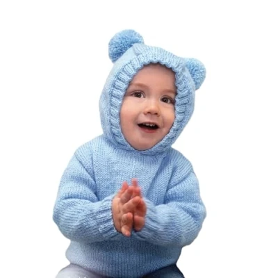 Image of King Cole Double Knit Baby DK Charity Knitting Pattern Hooded or Round Neck Sweater (1007)