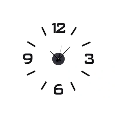 Image of MPM Quality DIY Black Wall Clock 3D Clock, Modern Design EVA Material Clocks, Decoration for Living Room, Children&#039;s Room (Black)