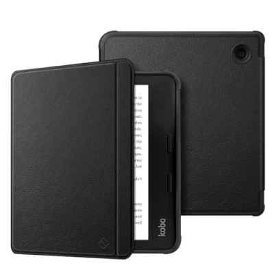 Image of Fintie Case for Tolino Vision 6 eReader (2021) / Kobo Libra 2 Super Light Soft TPU Back Cover Protective with Auto Sleep/Wake and Magnetic Closure, Black