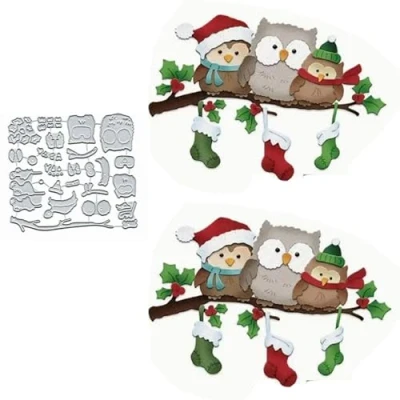 Image of Christmas Santa Claus Deer Owl Metal Die Cuts,Merry Snowflake Tree Snowman Cutting Dies Cut Stencils for DIY Scrapbooking Album Decorative Embossing Paper Card Making