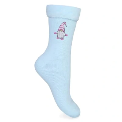 Image of Women&#039;s Gonk Gnome Embroidered Blue Thermal Bed Socks