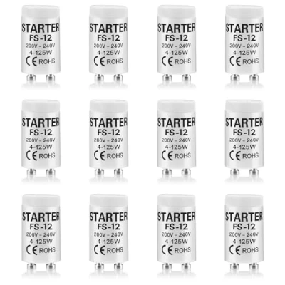 Image of TOKIISHE 12pcs Starter for Fluorescent Light, T12 Tube Starter, 4 125w, 220 240v Led Strip Light Lights