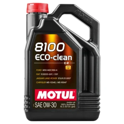 Image of Motul 102889 Car Engine Oil 8100 ECO clean Fully Synthetic Fuel Economy Lubricant for Petrol &amp; Diesel Vehicles 100% Viscosity SAE J 300, 0W 30 5 Litres