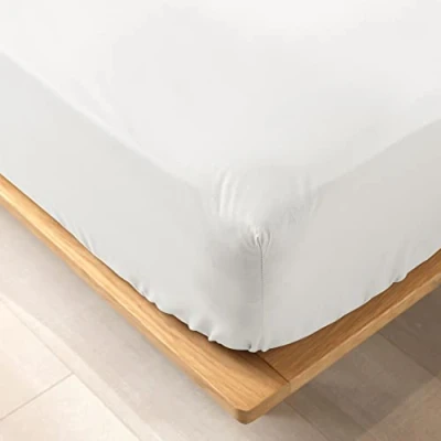 Image of douceur d&#039;intérieur, Biolina Fitted Sheet (140 x 190 cm) White, 100% Organic Cotton