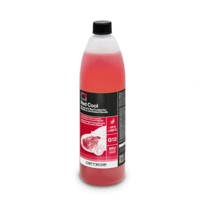 Image of ERRECOM Red Cool, Coolant and Antifreeze 10C/+103C, Fluorescent Formulation with organic based OAT inhibitor package, G12, Ready to Use, 1 Litre
