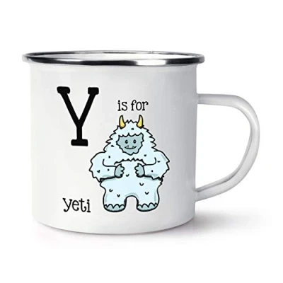 Image of Letter Y is for Yeti Retro Enamel Mug Cup